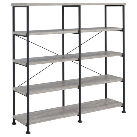 Analiese - 4-Shelf Double Bookshelf Dark Gray by CoasterEveryday | Bel Furniture