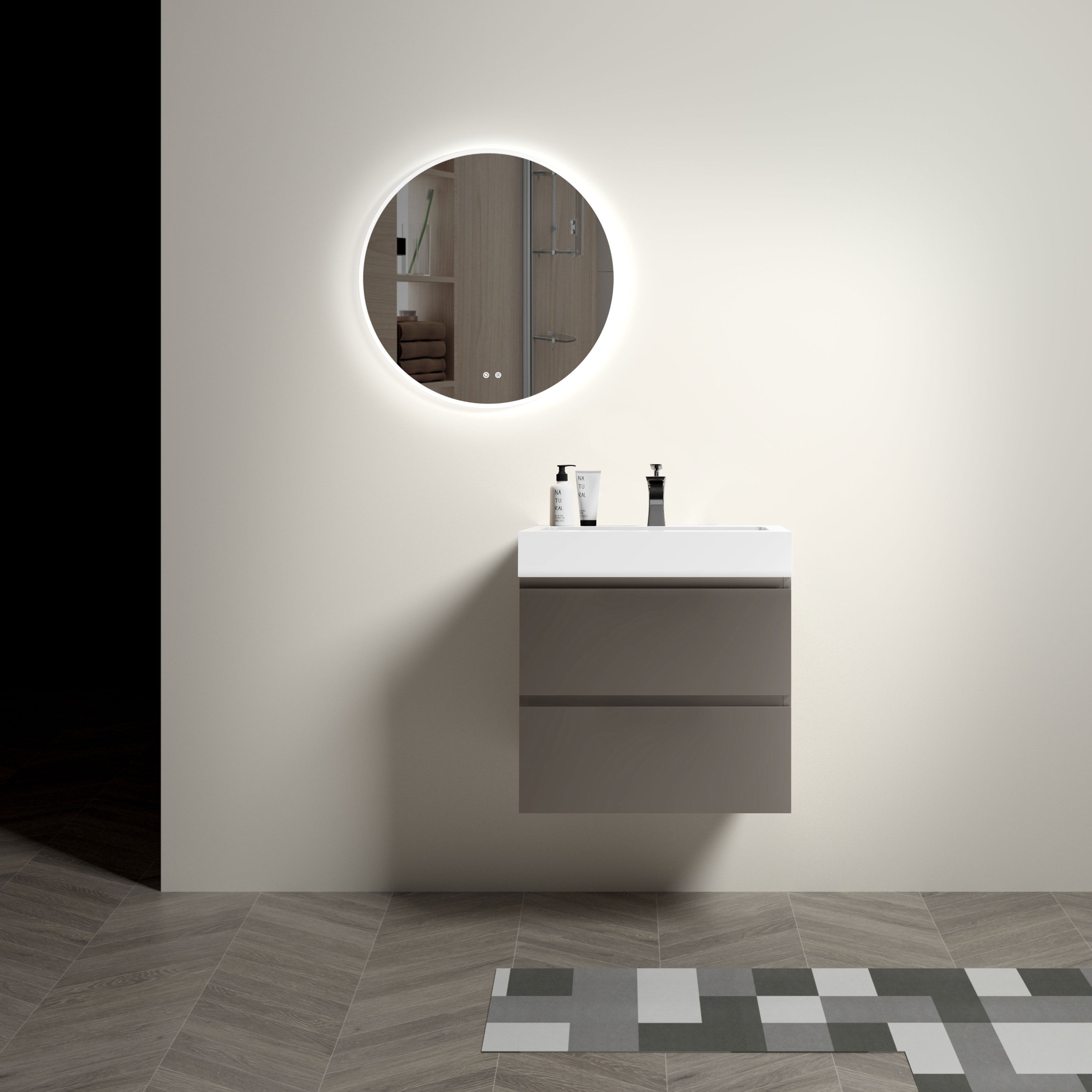 Alice - Bathroom Vanity With Sink, Large Storage Wall Mounted Floating Bathroom Vanity For Modern Bathroom, One-Piece Sink Basin Without Drain And Faucet