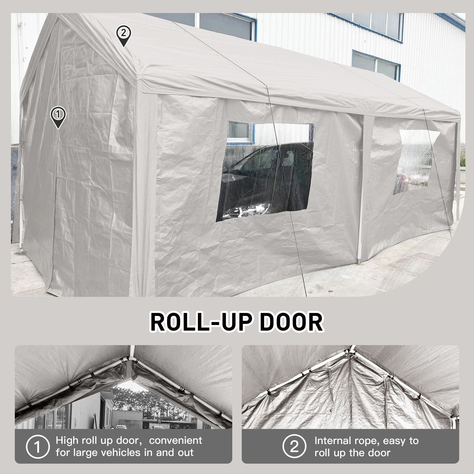 Carport, 10x20 Heavy Duty Portable Carport Garage Tent For Outdoor Storage Shelter