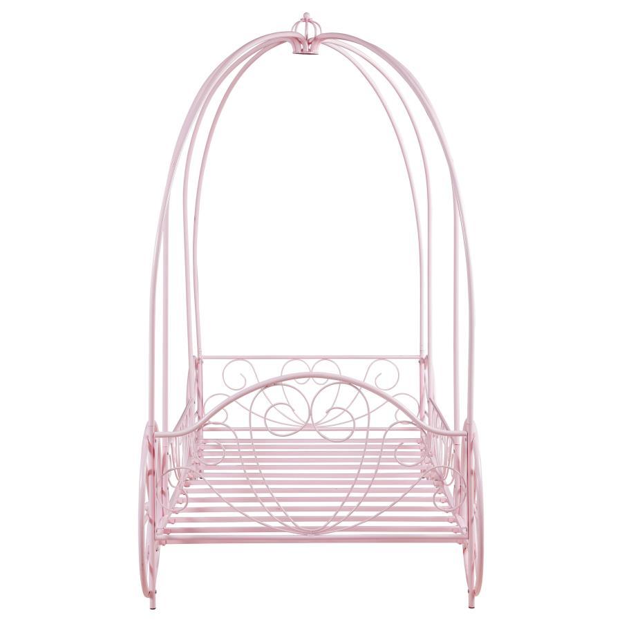 Massi - Metal Twin Canopy Bed - Powder Pink