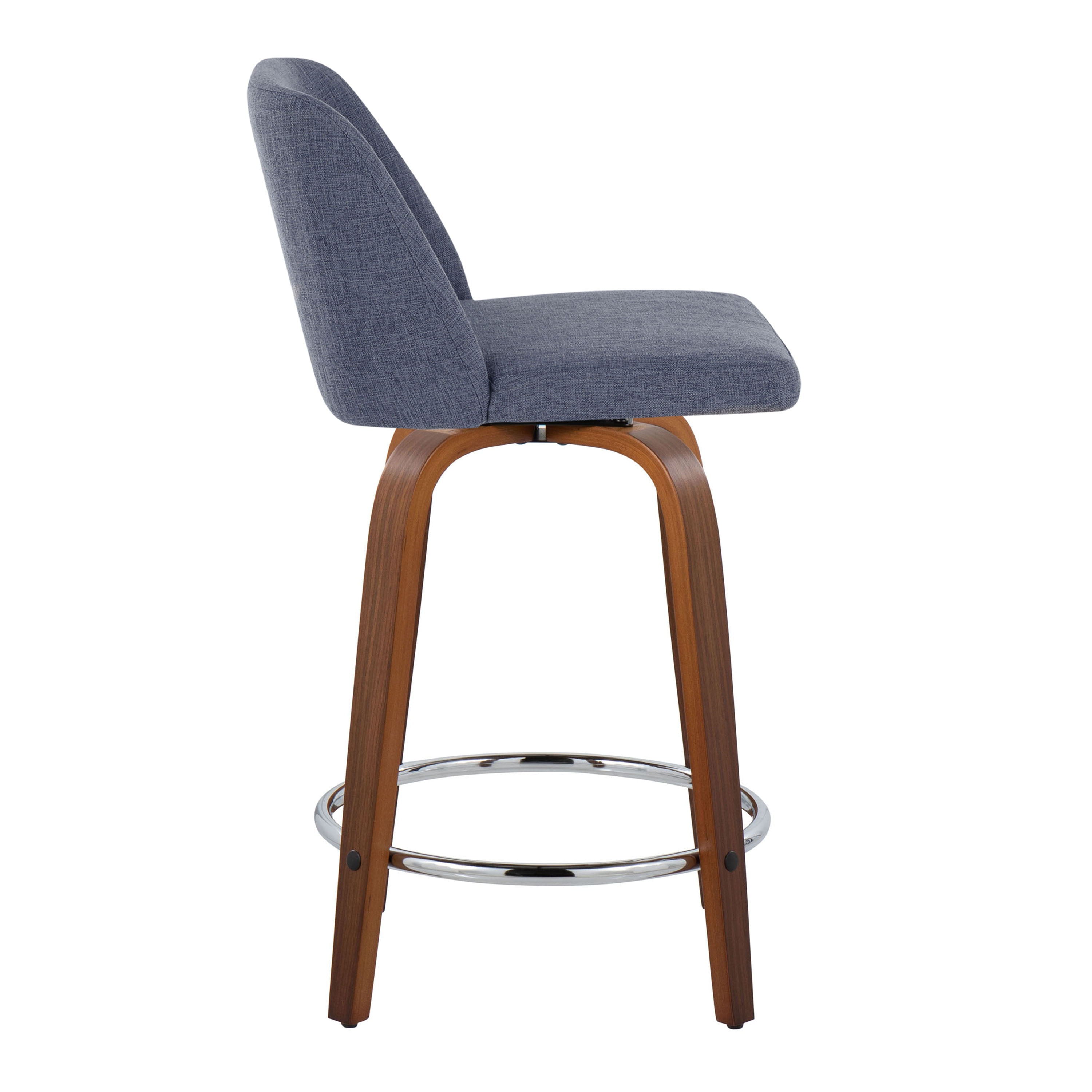 Toriano - Mid Century Modern Fixed Height Counter Stool With Swivel With Round Footrest (Set of 2)