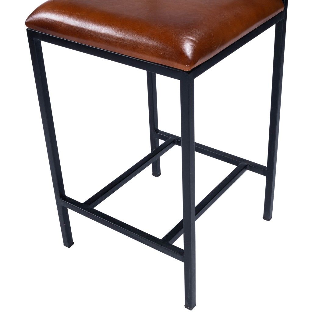 38.25" Iron Bar Chair - Brown / Black