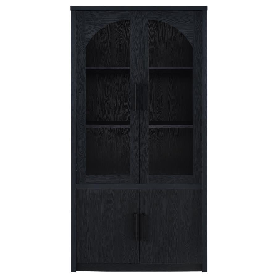 Riva - 4-Door Tall Accent Display Cabinet LED Lighting - Black