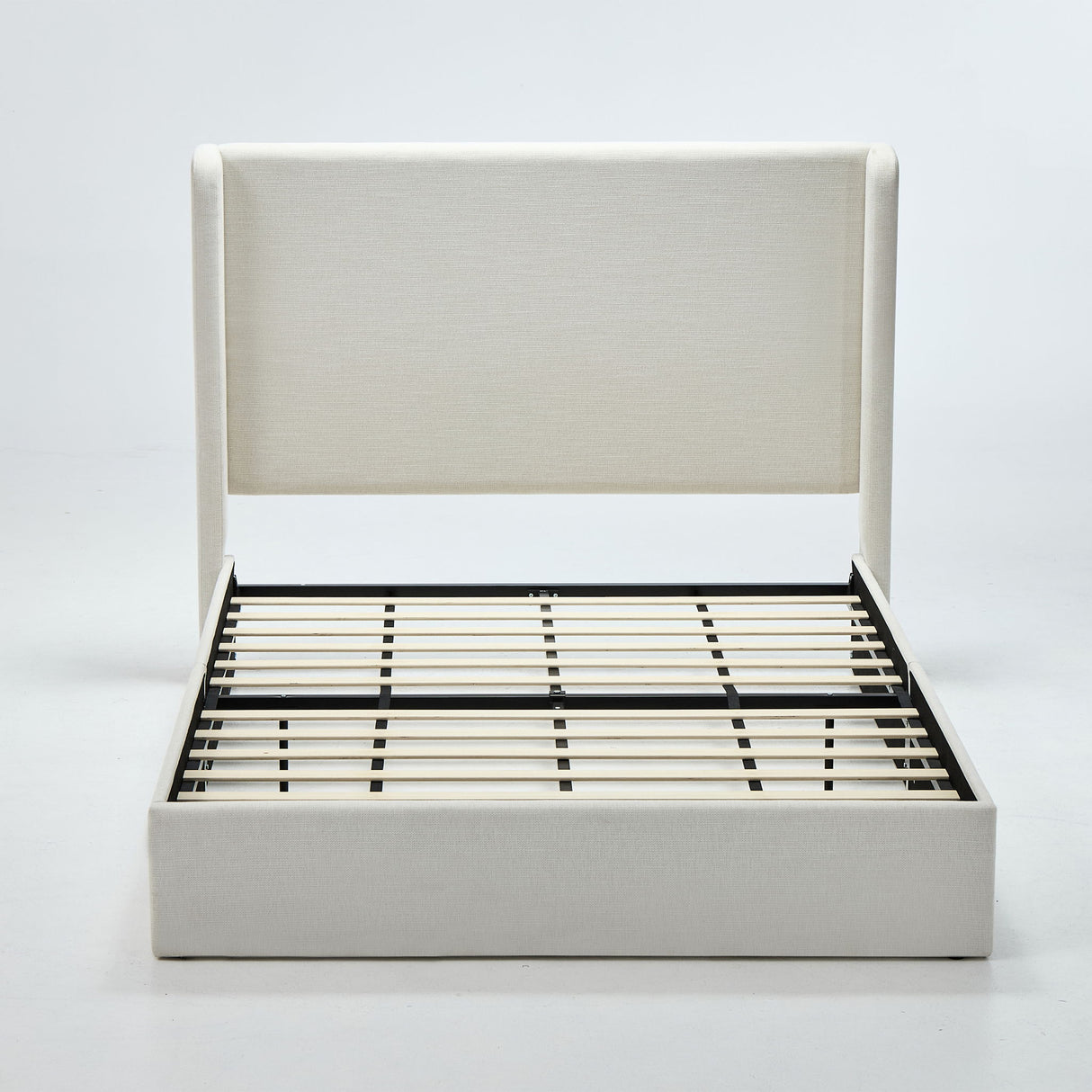 Carmen - California King Size Upholstered Wingback Bed - Ivory