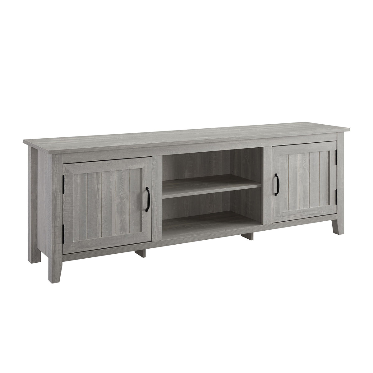 Modern Farmhouse 2 Door Grooved 70" TV Stand For 85" TVs Gray by Walker Edison | Bel Furniture