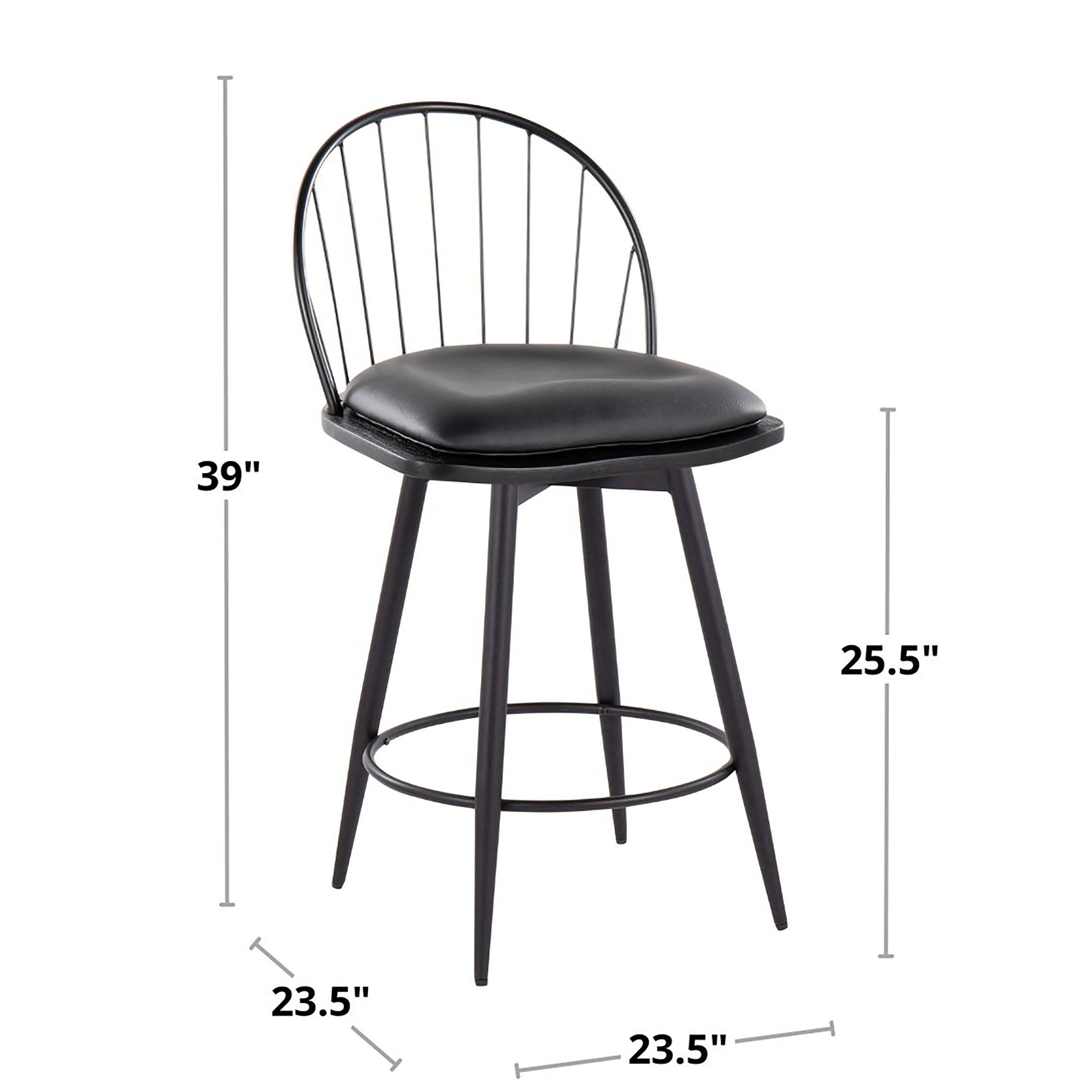 Riley - Farmhouse Fixed Height Counter Stool With Swivel With Round Footrest (Set of 2) - Matte Black