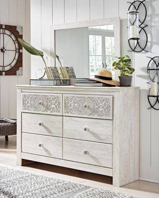 Paxberry - Whitewash - Dresser, Mirror - Medallion Drawer Pulls by Signature Design by Ashley® | Bel Furniture