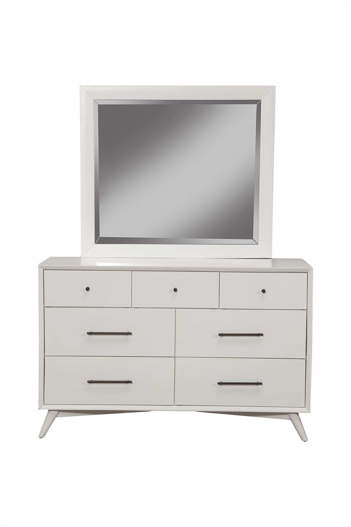 Wood Seven Drawer Double Dresser - White