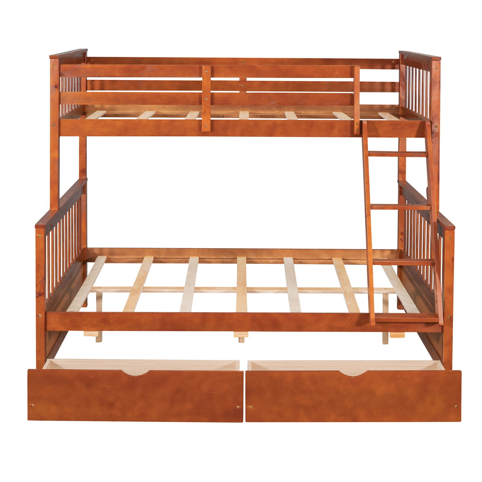 Twin Over Full Bunk Bed With Ladders And Two Storage Drawers