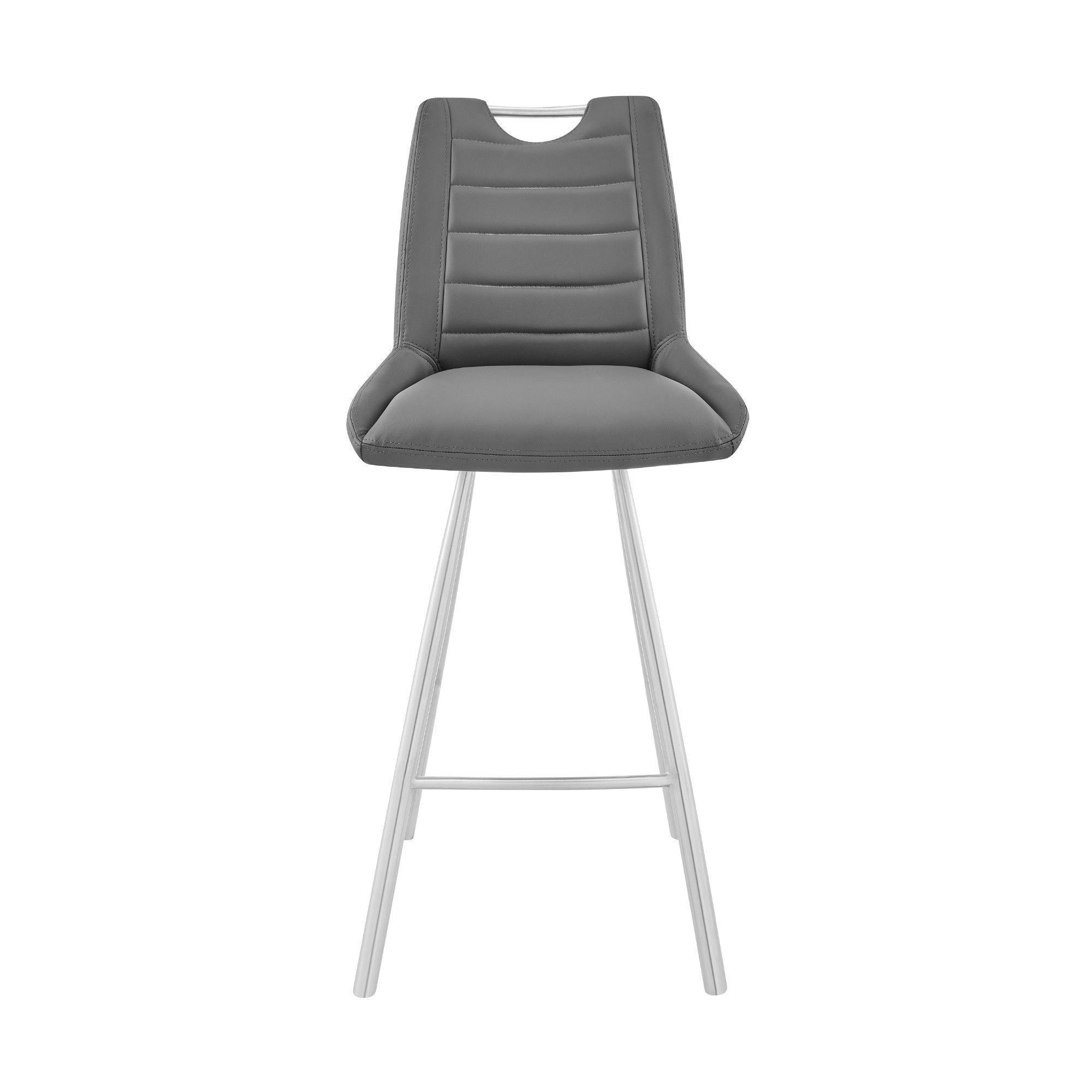 Iron Counter Height Bar Chair - Gray / Silver