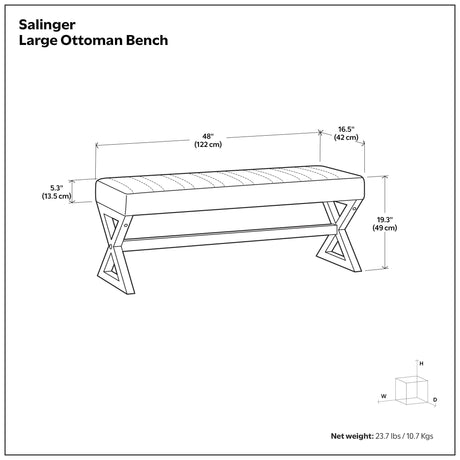 Salinger - Large Upholstered Ottoman Bench - view 8
