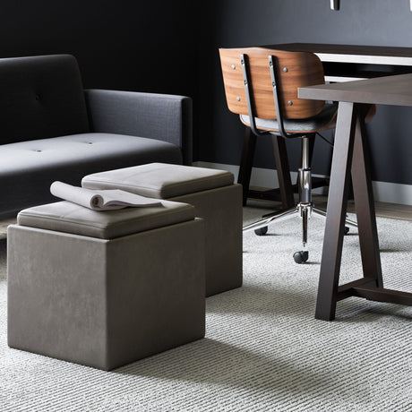 Rockwood - Upholstered Cube Storage Ottoman With Tray - view 57