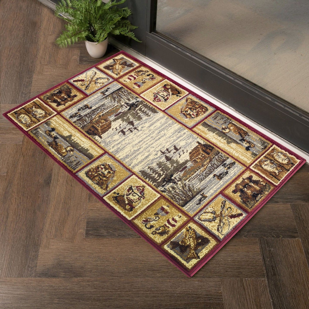 Nature's Nest - GC_CBL3003 Lodge Area Rug Red 4' x 6' by Icona Home Decor | Bel Furniture