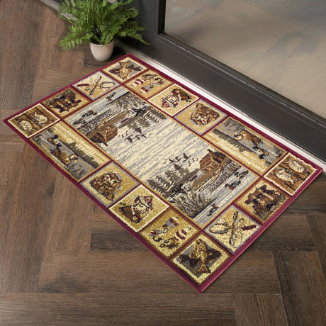 Nature's Nest - 5'3" X 7'3" Lodge Area Rug - Red by Icona Home Decor | Bel Furniture