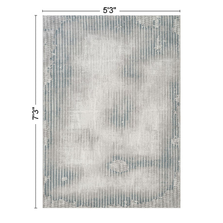 Geometrix - 5'3" X 7'3" Area Rug, Geometric 3D Effect - Ivory / Gray - view 5