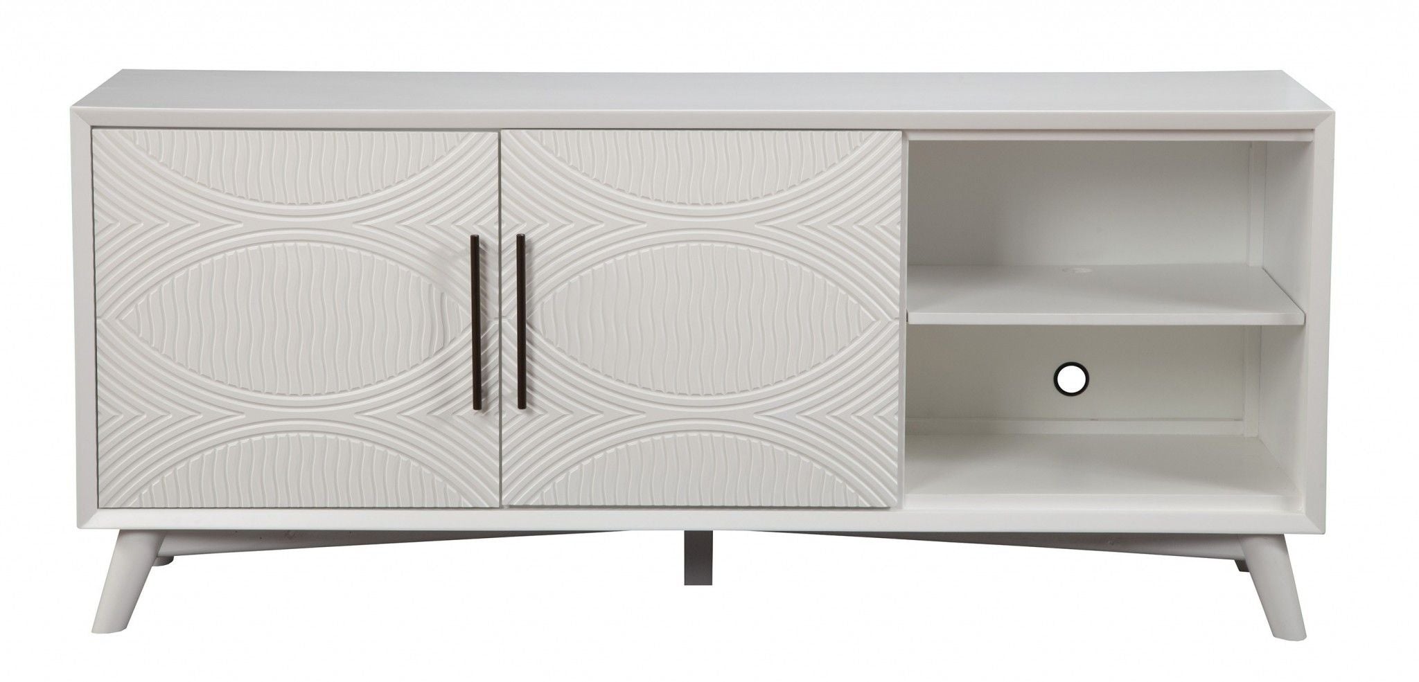 Mahogany Solids & Veneer Open Shelving TV Stand - White