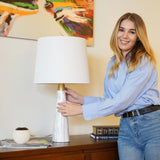 Enclave - Hydro Table Lamp With On / Off Switch Base Shade - Gold / White / White Marble