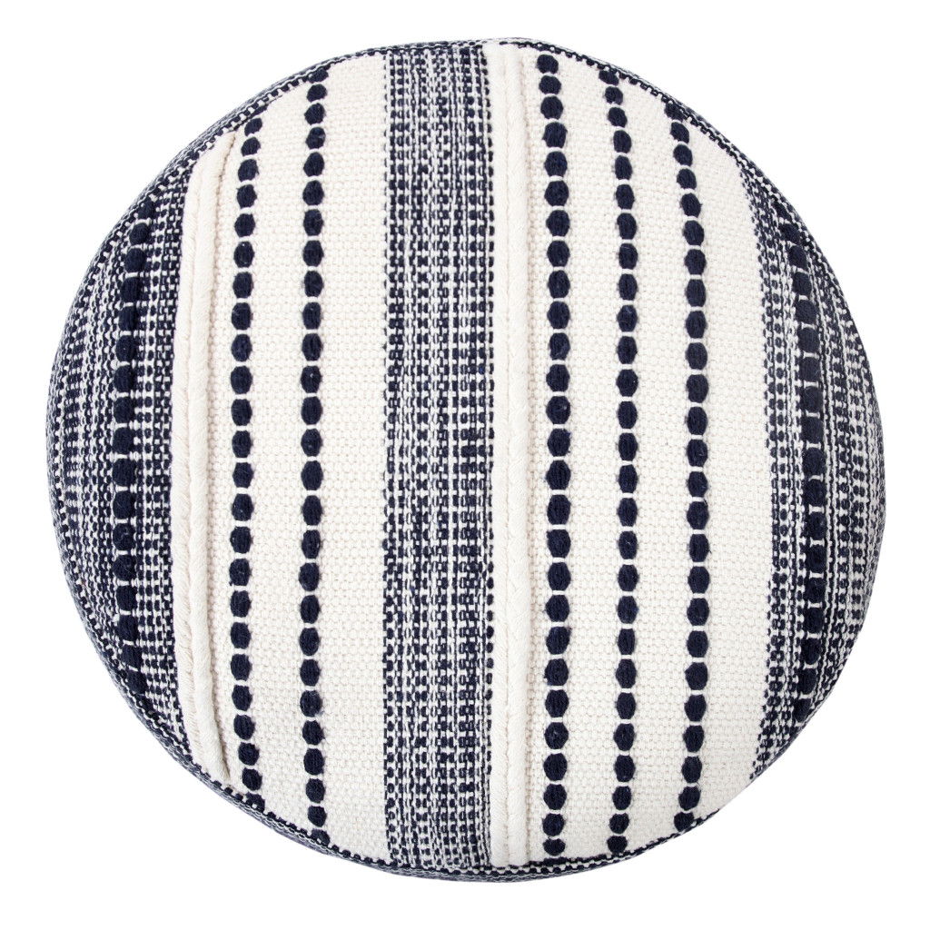 Cotton Round Ottoman - Blue