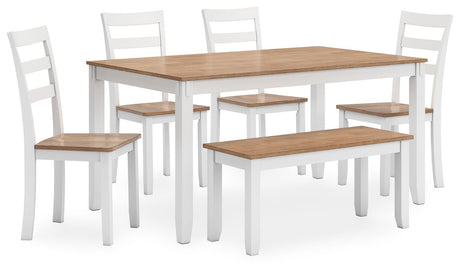 Gesthaven - Dining Room Table Set White 6 Pc. Table, 4 Chairs, Bench by Signature Design by Ashley® | Bel Furniture