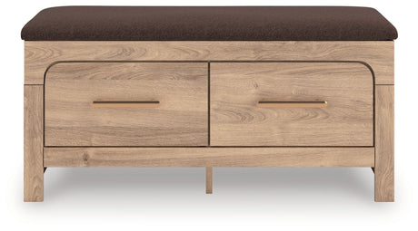 Kinlanni - Bedroom Upholstered Storage Bench - Tan / Brown - view 9