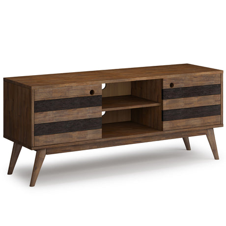 Clarkson - Low TV Stand - Rustic Natural Aged Brown by Simpli-Home | Bel Furniture