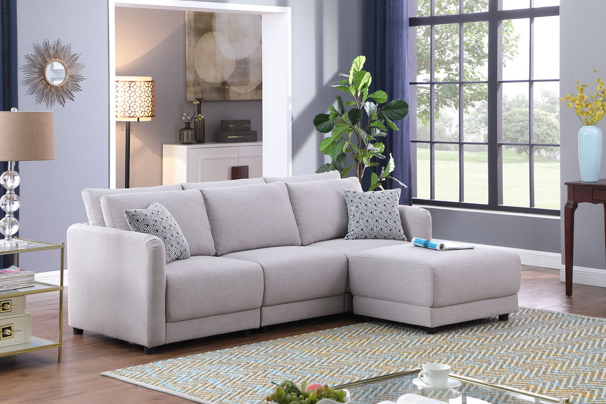 Penelope - Fabric Sofa With Ottoman And Pillows