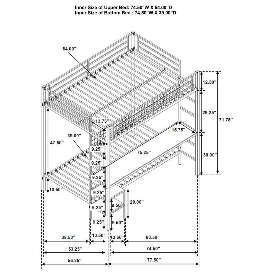Campus - Metal Workstation Bunk Bed