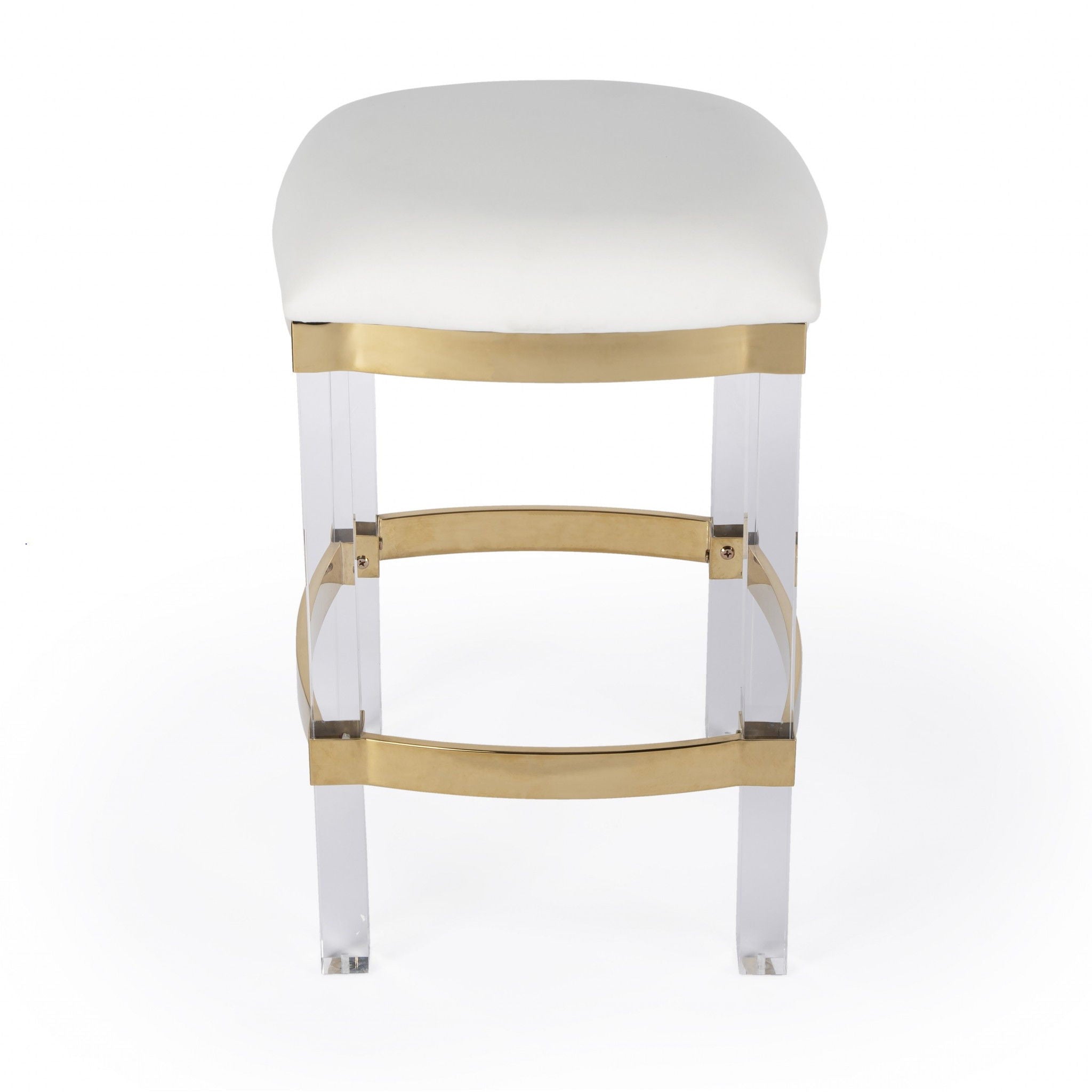 Acrylic Backless Counter Height Bar Chair - White / Clear