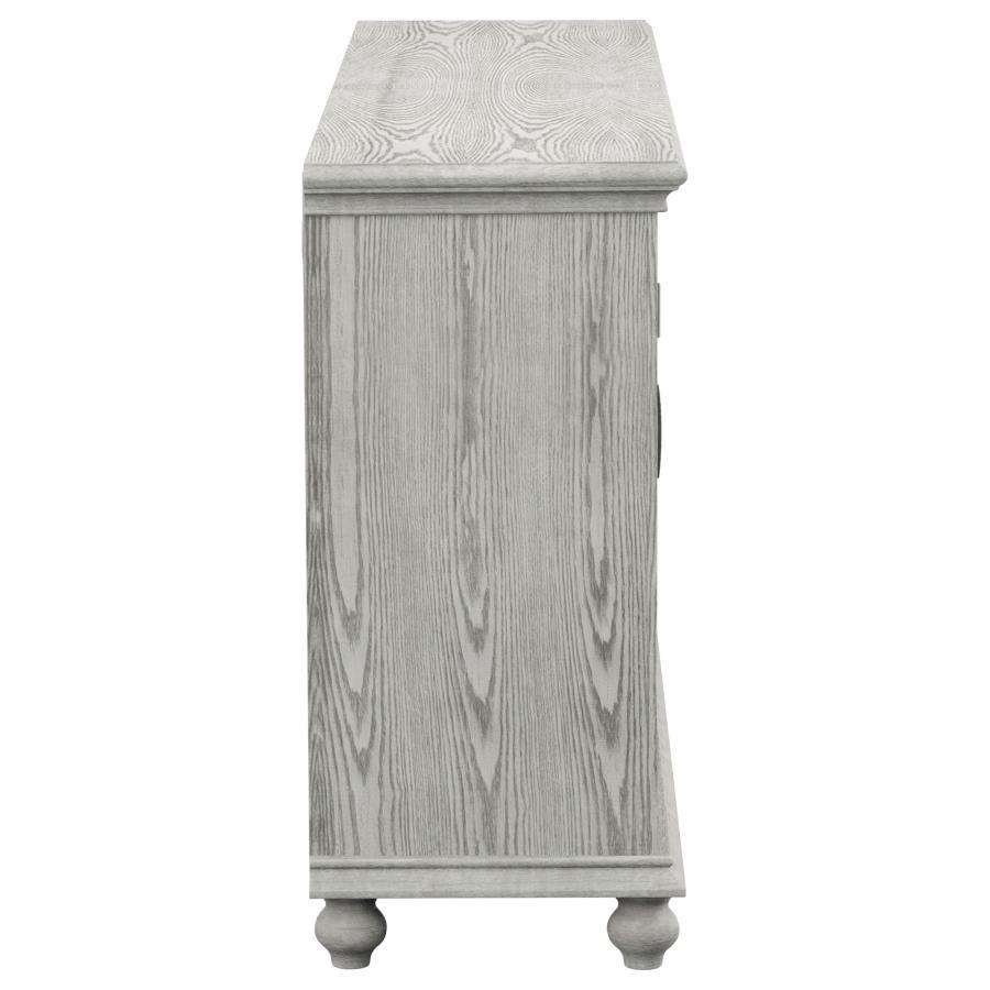 Melanie - 4 Door Wood Trellis Accent Cabinet - Distressed White