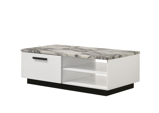 Matilda - Coffee Table With White Faux Marble Top - White by Lilola Home | Bel Furniture