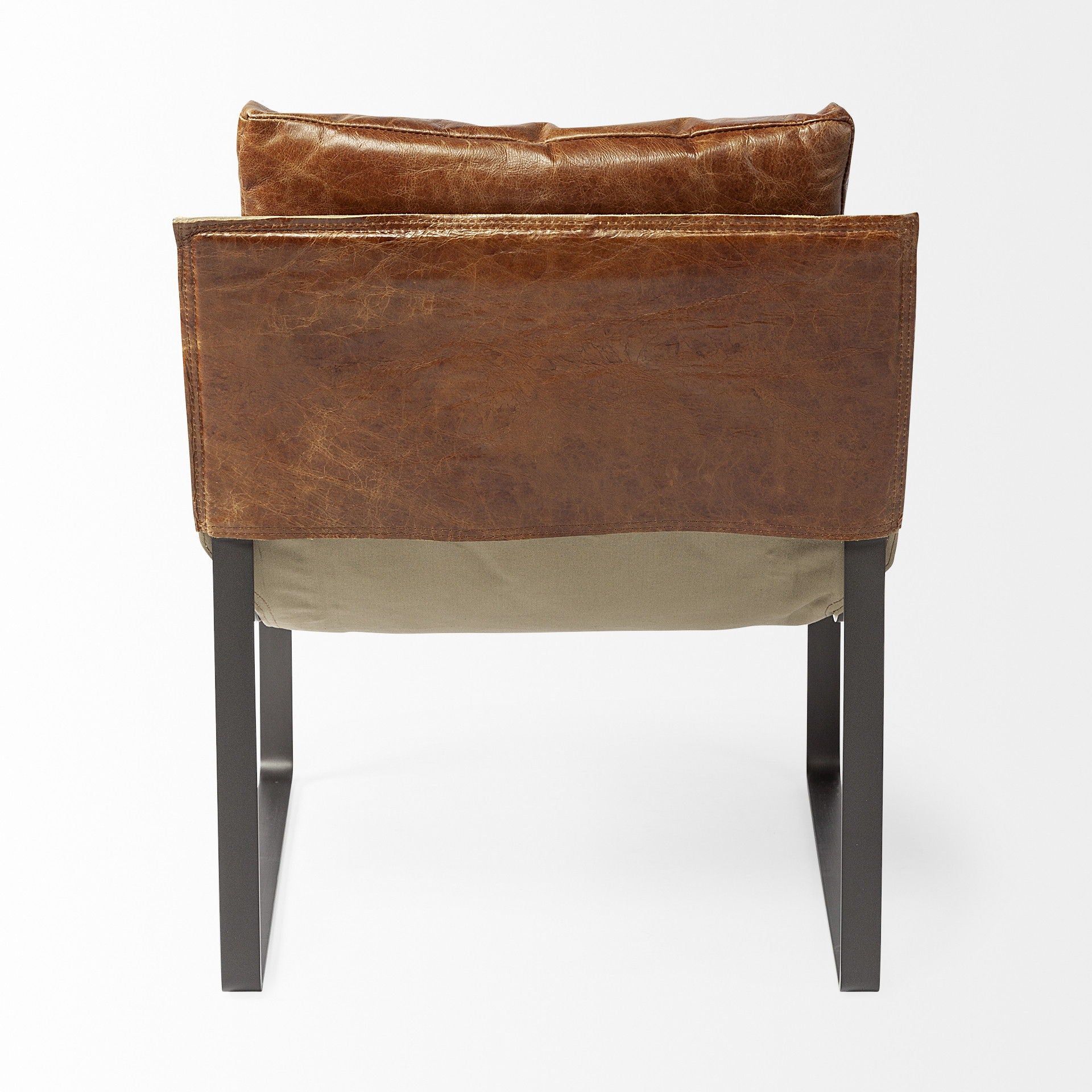 Leather Distressed Lounge Chair - Brown / Black