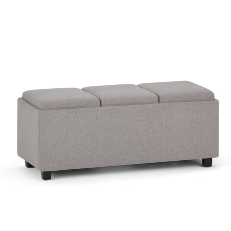 Avalon - Upholstered Storage Ottoman Gray Fabric by Simpli-Home | Bel Furniture