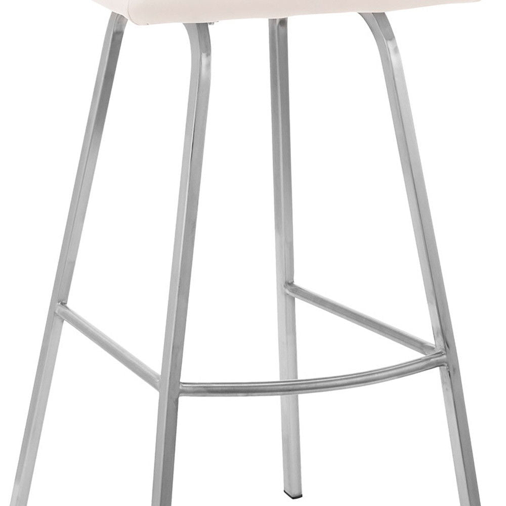 Bar Height Bar Chair - White / Silver