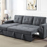 Toby - Woven Fabric Reversible Sleeper Sectional Sofa With Storage Chaise Cup Holder Charging Ports And Pockets by Lilola Home | Bel Furniture