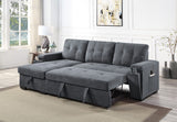 Toby - Woven Fabric Reversible Sleeper Sectional Sofa With Storage Chaise Cup Holder Charging Ports And Pockets by Lilola Home | Bel Furniture