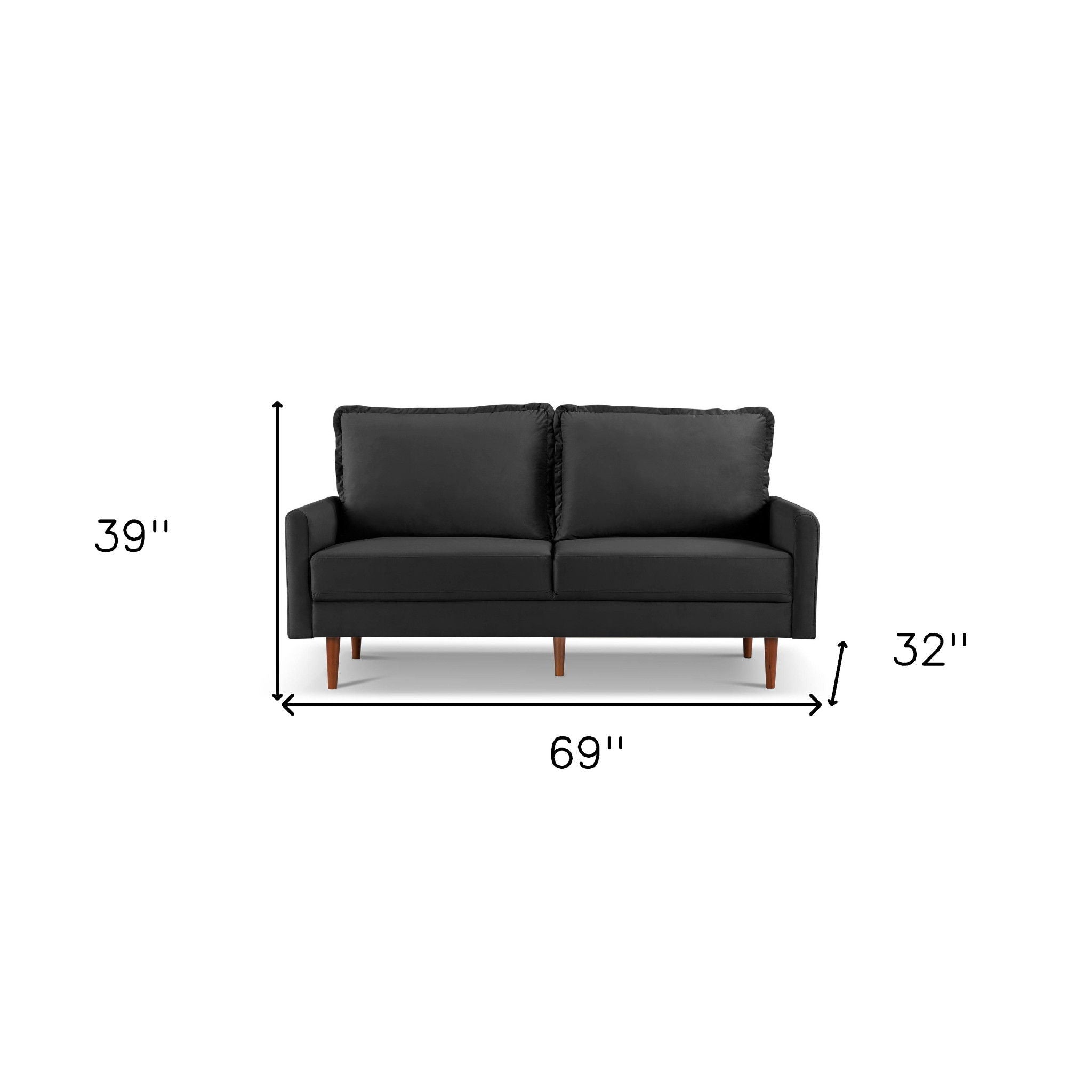 Sofa Velvet With Dark Brown Legs - Black