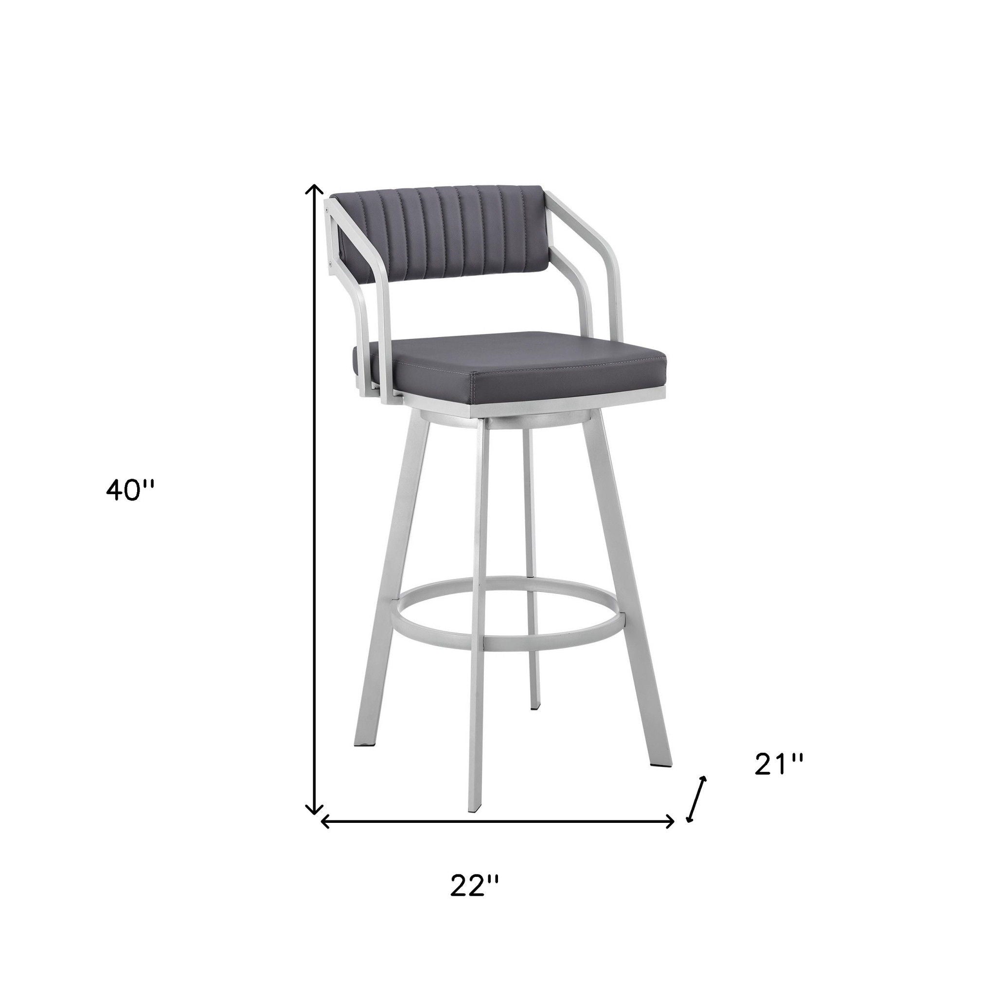 Swivel Low Back Bar Height Bar Chair - Slate Gray / Silver