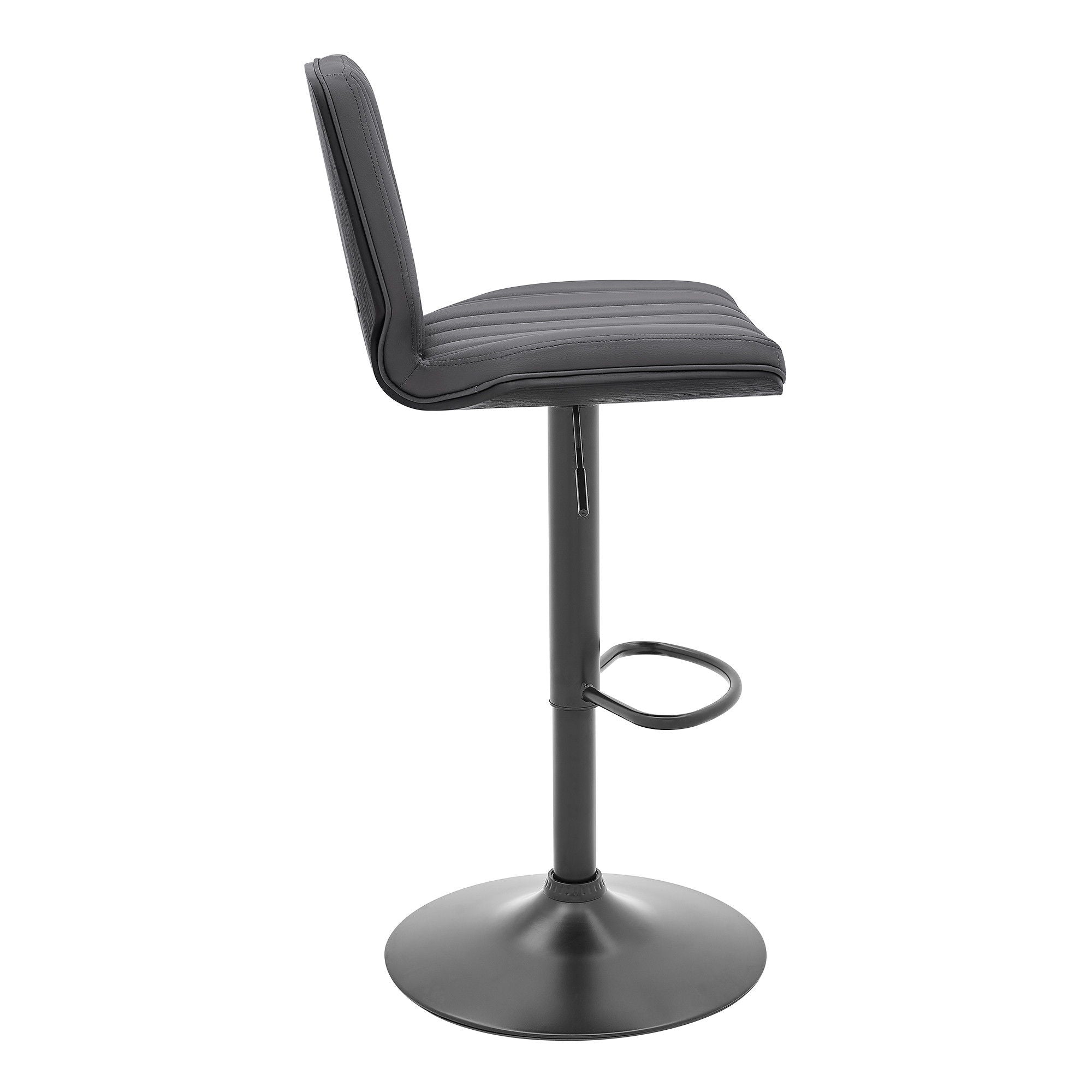 44" Faux Leather Swivel Adjustable Height Bar Chair - Gray / Black