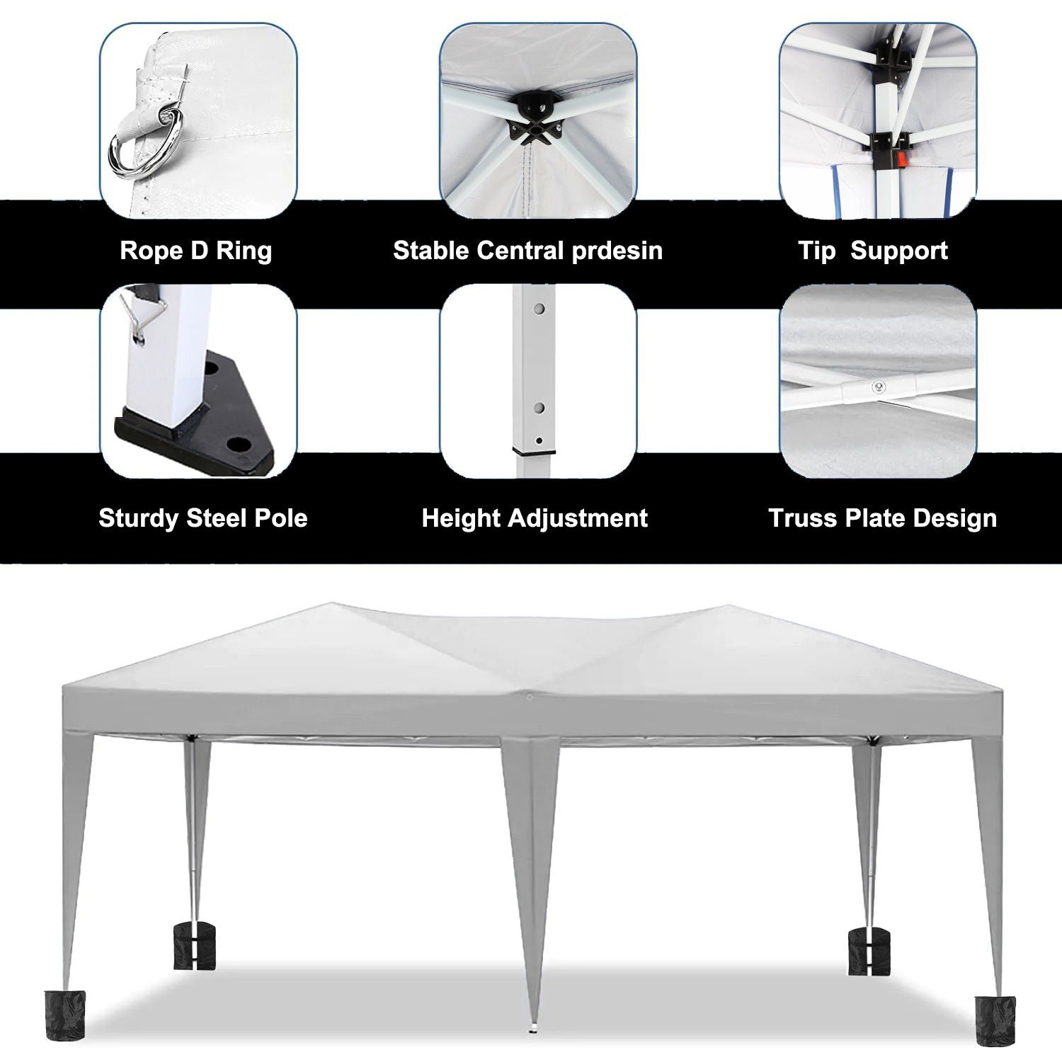 10'X20' Folding Canopy With 6 Removable Sidewalls Outdoor Event Shelter UPF 50+ Gazebo Portable Tents For Parties Beach Camping Wedding Ez Pop Up Canopy