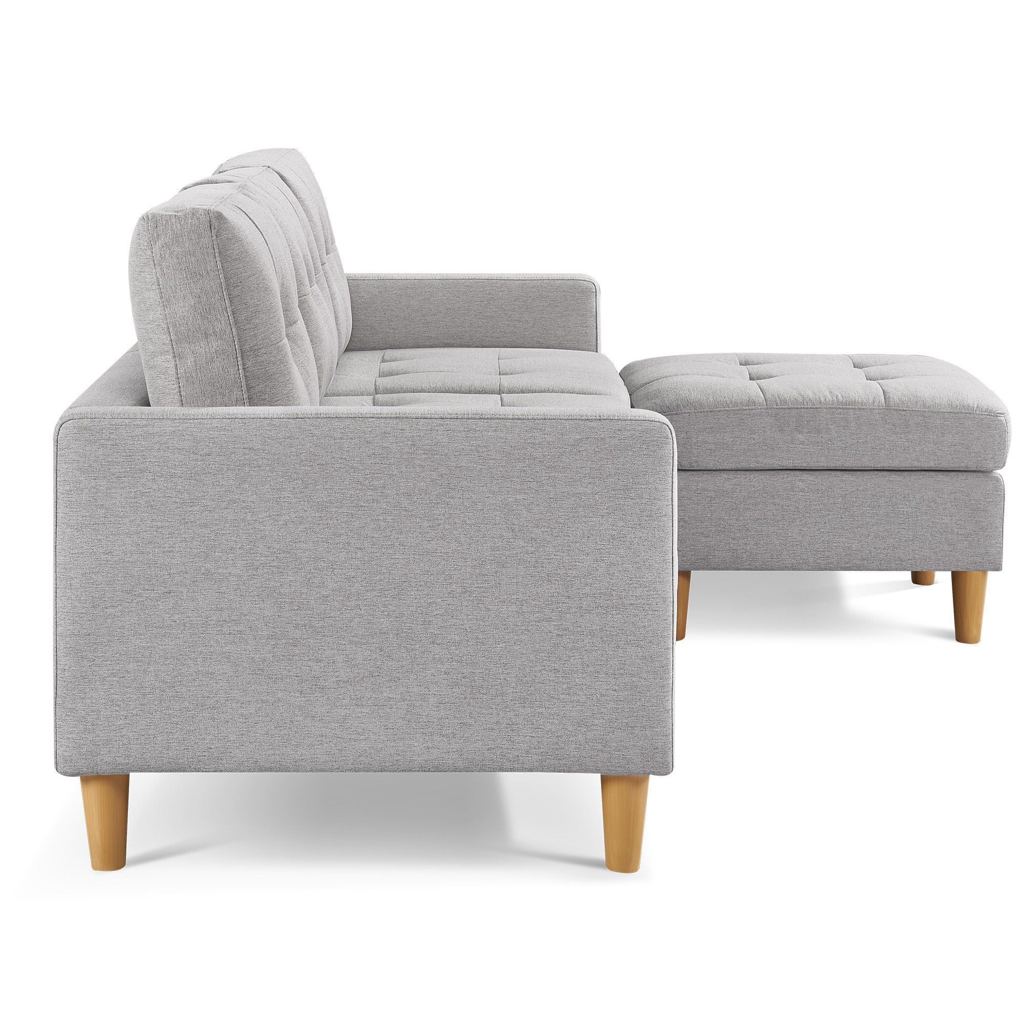 Polyester Blend Sofa With Ottoman With Natural Legs - Light Gray