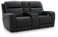5Z-Comfort - Relaxation - Power Reclining Loveseat with Console / Adj Headrest Black by Signature Design by Ashley® | Bel Furniture