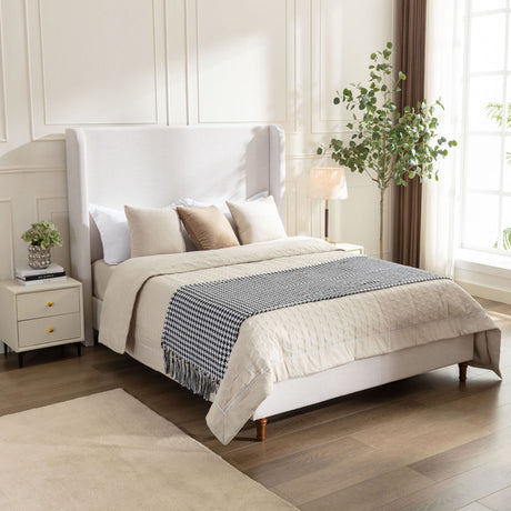 Harper - Tall Headboard Upholstered Bed / High Headboard / Elegant Simplicity / No Box Spring Needed - view 31