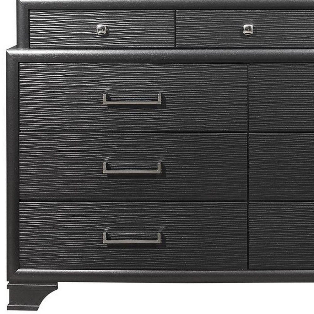 Solid Wood Nine Drawer Double Dresser - Gray