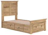 Makidern - Panel Storage Bed With 2 Under Bed Storage Units
