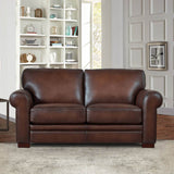 Brookfield - Leather Loveseat Dark Brown by Hydeline Furniture | Bel Furniture