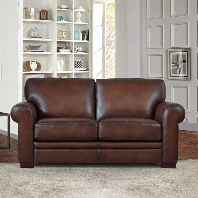 Brookfield - Leather Loveseat Dark Brown by Hydeline Furniture | Bel Furniture