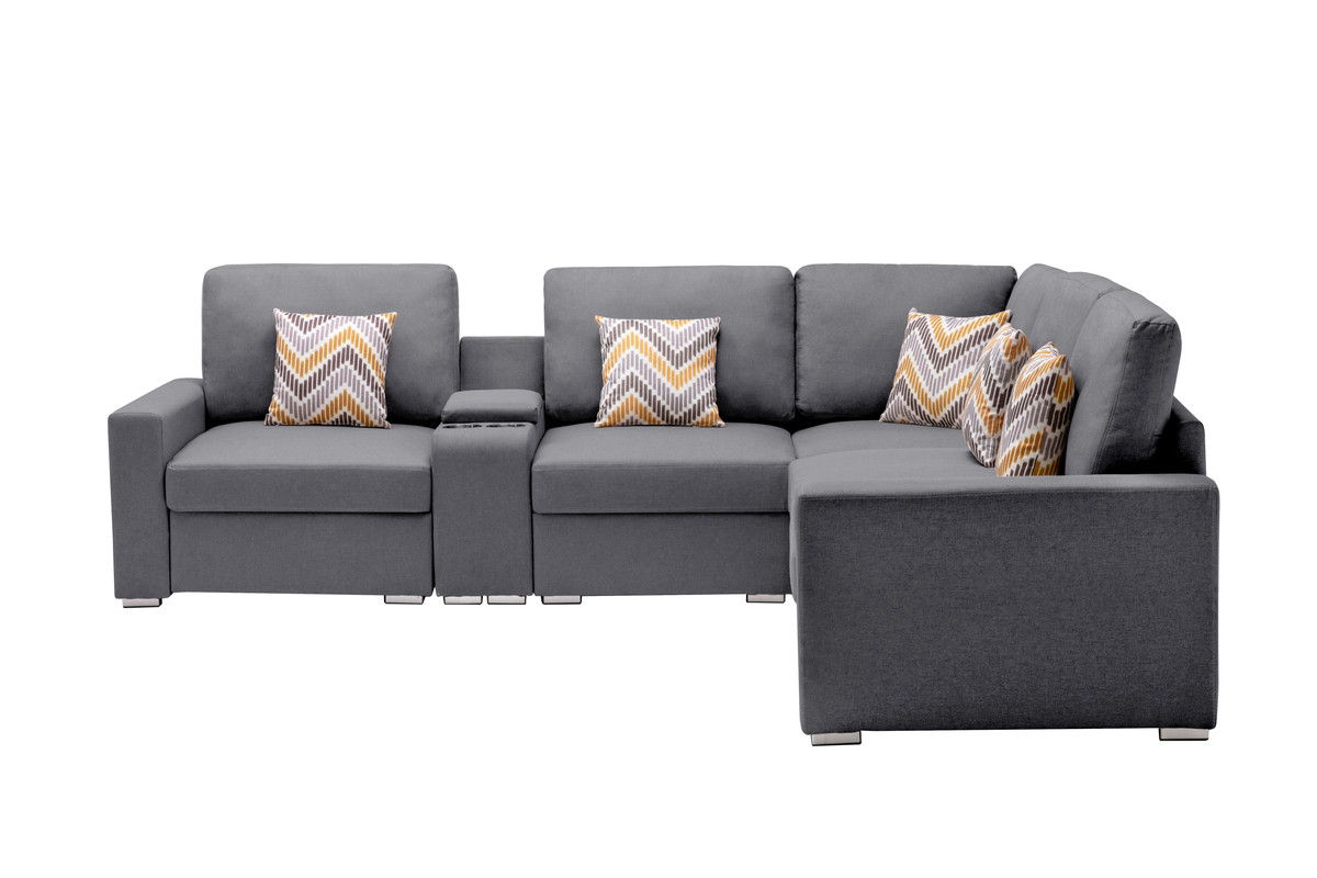 Nolan - Fabric 6 Piece Sectional Sofa With Pillows And Interchangeable Legs