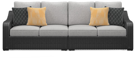 Beachcroft - Black / Light Gray - 2-Piece Outdoor Loveseat with Cushion by Signature Design by Ashley® | Bel Furniture