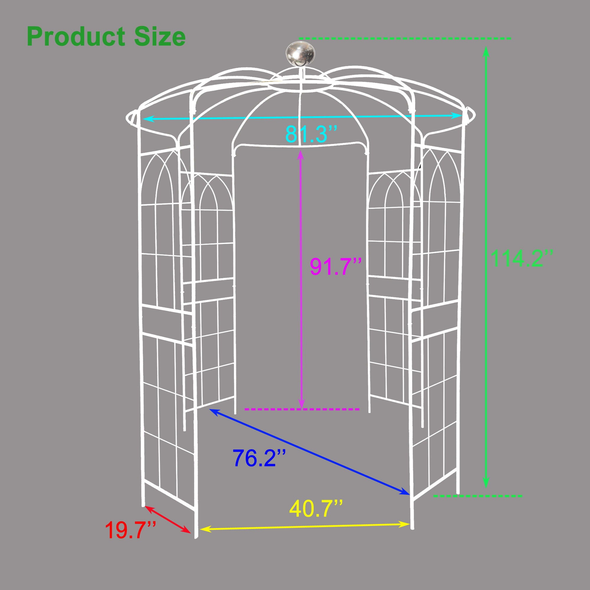 Metal Garden Arch Iron Garden Arbors Gazebo Dia High Birdcage Shape Pergola Pavilion For Wedding Ceremony