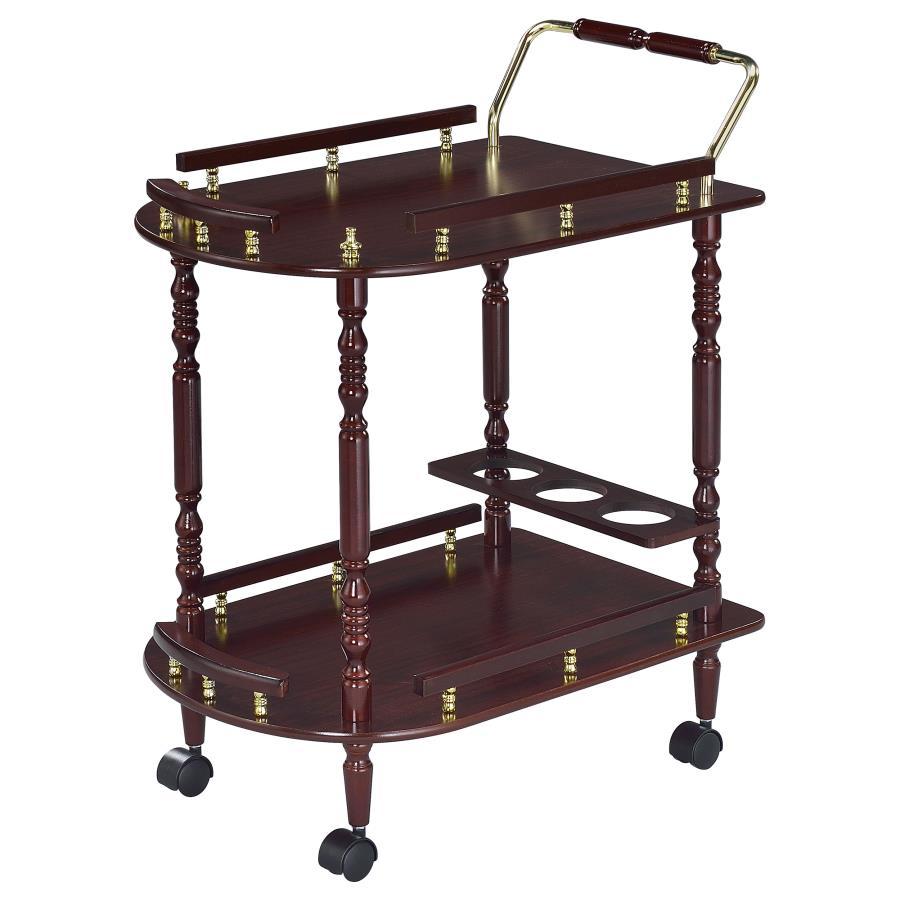 Palmer - 2-Tier Rectangular Wood Bar Cart - Merlot by CoasterEveryday | Bel Furniture
